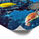Haie, Schildkröten und Fische im Leben auf See Poster (Ecke)