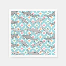 Haie schwimmen im Mittelalter Serviette