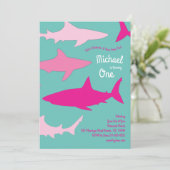 Haie Silhouette Niedlich Kinder 1. Geburtstag Part Einladung (Stehend Vorderseite)