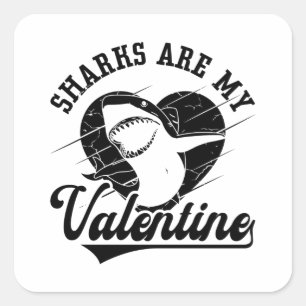 Haie sind mein Valentinetauchfreediver Quadratischer Aufkleber