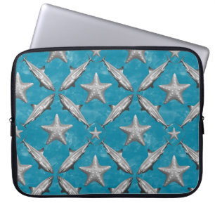 Haie Starfish Ocean Life Nautical Coastal Blue Laptopschutzhülle
