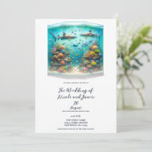 Haie und Fisch Aquatic Aquatic Aquarium Hochzeit Einladung (Stehend Vorderseite)