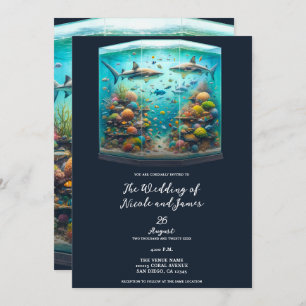 Haie und Fisch Aquatic Aquatic Aquarium Hochzeit Einladung