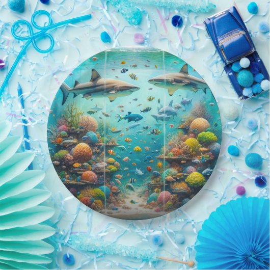 Haie und Fisch Aquatic Aquatic Aquarium Hochzeit Pappteller (Party)