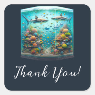 Haie und Fisch Aquatic Aquatic Aquarium Hochzeit Quadratischer Aufkleber