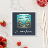 Haie und Fisch Aquatic Aquatic Aquarium Hochzeit Serviette (Beispiel)