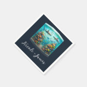 Haie und Fisch Aquatic Aquatic Aquarium Hochzeit Serviette (Ecke)