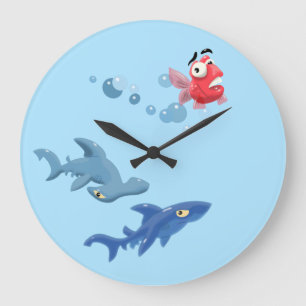 Haie und Fische Große Wanduhr