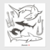 Haie und Haken Icon-Set Aufkleber (Blatt)