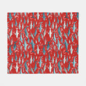 Haie und Meeresleben auf Rot Fleecedecke (Vorderseite (Horizontal))