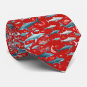 Haie und Meeresleben auf Rot Krawatte (Gerollt)