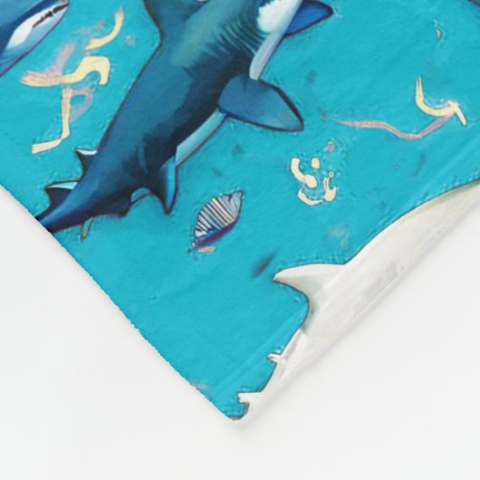 Haie und Meeresleben auf Sea Blue Fleecedecke (Ecke)