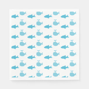 Haie und Whales Blue Boy's Baby Shower Serviette