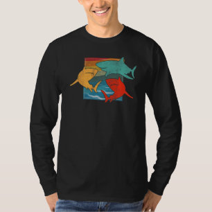 Haie Vintage Fisch Angeln Großer Hai Retro T-Shirt