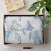 Haie, Wale, Delphine, Siegel auf der White Decoupa Seidenpapier (Geschenk)