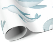 Haie, Wale, Delphine, Siegel auf Weiß Geschenkpapier (Rolleneckpunkt)