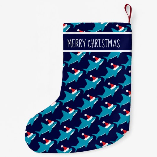 Haie Weihnachtsmannmütze Blauer Weißer Hai Tier Kleiner Weihnachtsstrumpf (Rückseite)