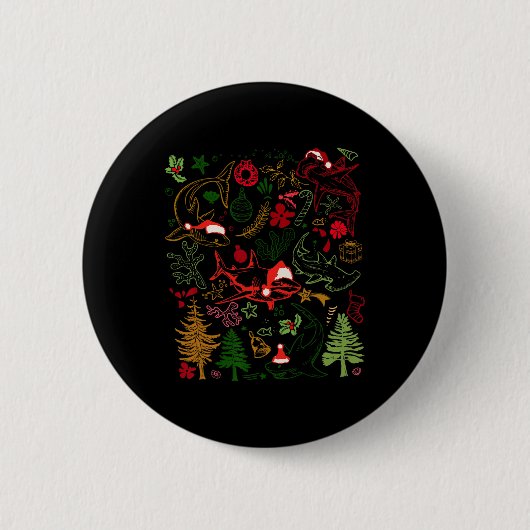 Haie Weihnachtsmannmütze Weihnachtshai Lover Marin Button (Vorderseite)