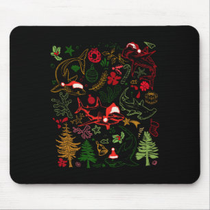 Haie Weihnachtsmannmütze Weihnachtshai Lover Marin Mousepad