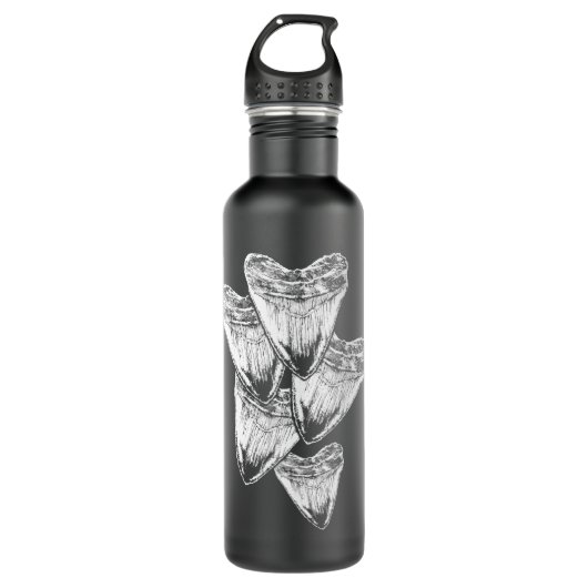 Haienthusiasten Megalodon Fossilien Zahn Edelstahlflasche (Vorderseite)