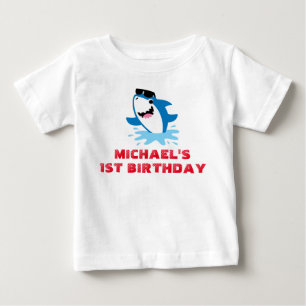 Haifisch 1. Geburtstags-T-Shirt Kleinkind Baby Kin T-shirt