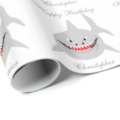 Haifisch addieren gerade Namensgeburtstag Geschenkpapier (Rolleneckpunkt)