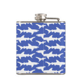 Haifisch-Angriff - Blau und Weiß Flachmann (Rückseite)