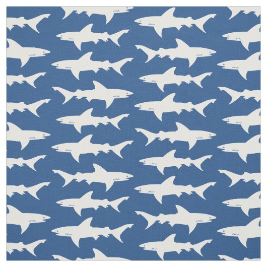 Haifisch-Angriffs-blaue und weiße Schule der Stoff (Muster)