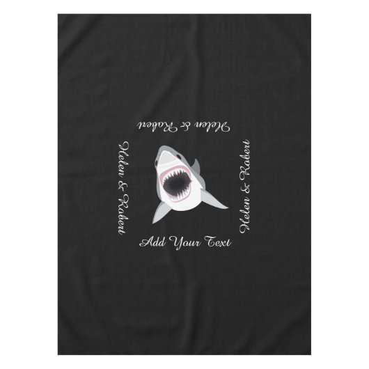 Haifisch-Angriffs-lustiger kundenspezifischer Text Tischdecke (Vorderseite)