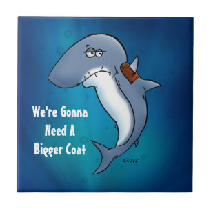 Haifisch braucht einen größeren Cartoon Funny Funn Fliese