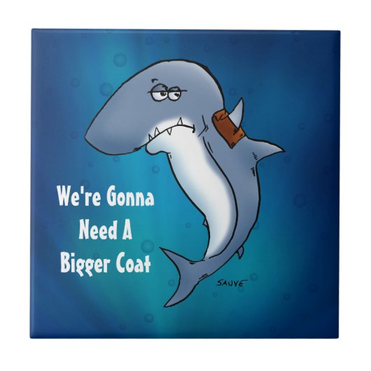 Haifisch braucht einen größeren Cartoon Funny Funn Fliese (Vorderseite)