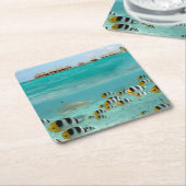 Haifisch, der Fische im Bora Bora SeeUntersetzer Rechteckiger Pappuntersetzer (angewinkelt)