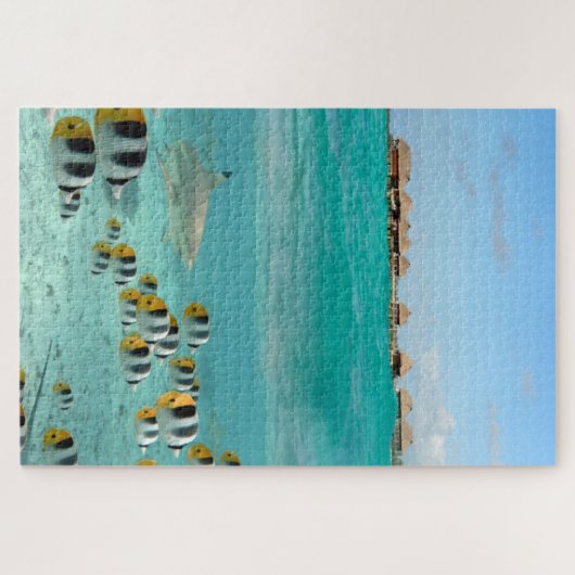 Haifisch, der Fische in tropischer Bora Bora Puzzle (Horizontal)