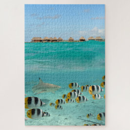 Haifisch, der Fische in tropischer Bora Bora Puzzle