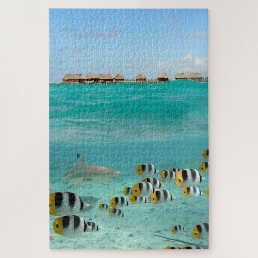 Haifisch, der Fische in tropischer Bora Bora Puzzle (Vertikal)