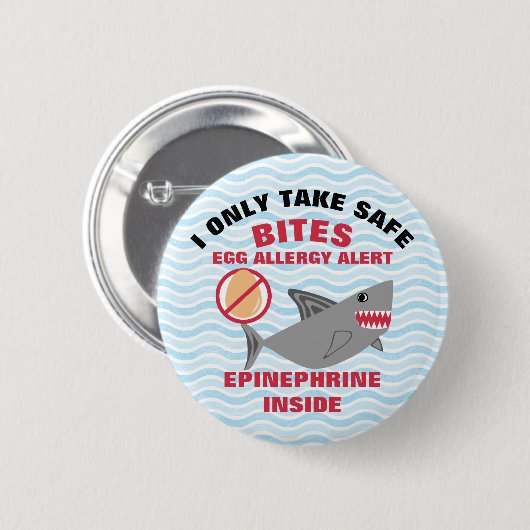Haifisch-Ei-Allergie-Alarm-warnendes Adrenalin Button (Vorne & Hinten)