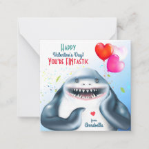 Haifisch-Fintastisch-Kinder-Klassen-Valentinskarte