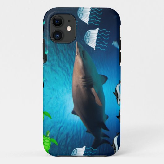Haifisch-Fisch-Schildkröte-Delphin-tropisches Case-Mate iPhone Hülle (Rückseite)