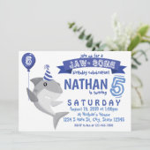 Haifisch-Geburtstag Einladung (Stehend Vorderseite)