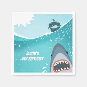 Haifisch-Geburtstags-Pool-Party-Junge Ozean unter Serviette