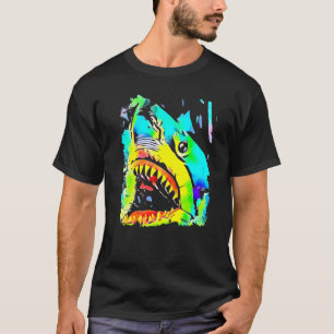Haifisch-Gesicht Fisch Pop Art T-Shirt