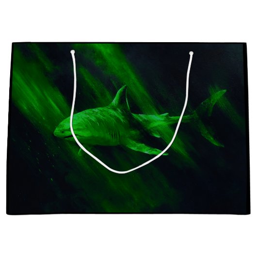 Haifisch Grün Große Geschenktüte (Vorderseite)