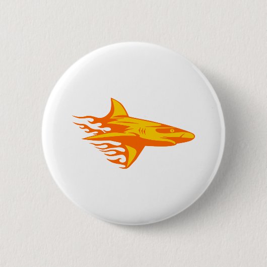 Haifisch in den Flammen Button (Vorderseite)