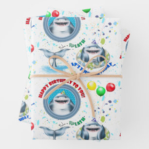 Haifisch-Kinder-Geburtstag Geschenkpapier Set