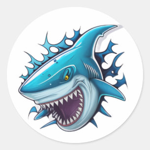Haifisch-Logo-T-Shirt Runder Aufkleber