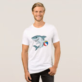 Haifisch mit Strandball Tri-Blend Shirt (Vorderseite voll)