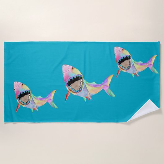 Haifisch-Ozean-Kunst Strandtuch (Vorderseite)