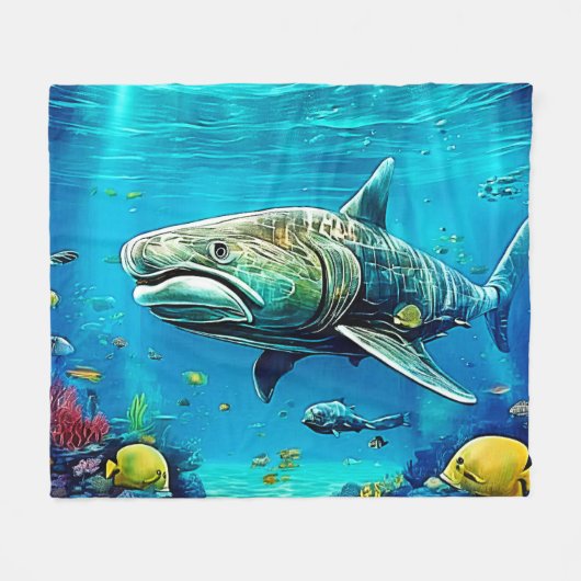 Haifisch-Ozean-Raubtier-Kunst Fleecedecke (Vorderseite (Horizontal))