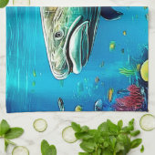 Haifisch-Ozean-Raubtier-Kunst Geschirrtuch (Gefaltet)