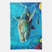 Haifisch-Ozean-Raubtier-Kunst Geschirrtuch (Vertikal)